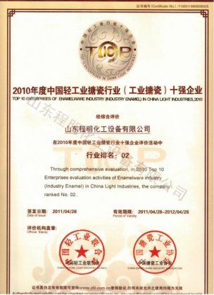 TOP 10 Certificate of Industry Association(2010)